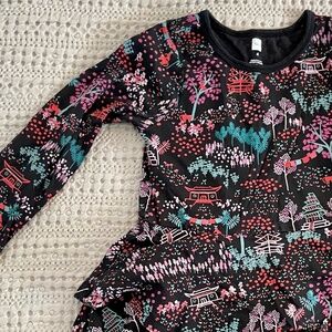 Tea Collection "Majestic Pagodas" Tiered peplum dress, Size 4